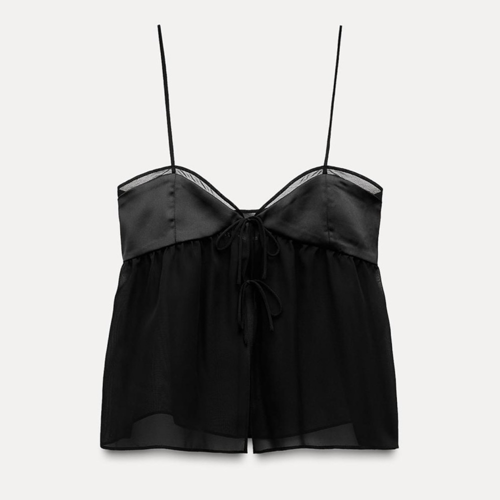 Black NWT XS Zara babydoll camisole tank top